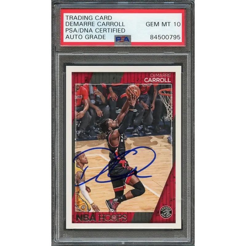 2016-17 NBA Hoops #113 DeMarre Carroll Signed Card AUTO 10 PSA Slabbed Raptors