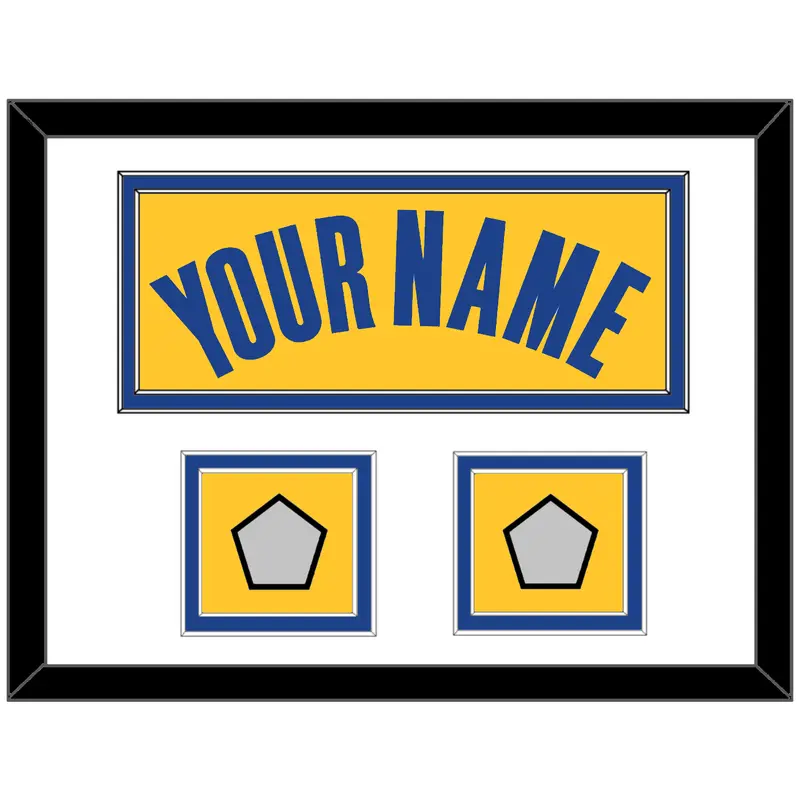 Golden State Name & 2 Champions Patches - Yellow Statement (2019-2022) - Double Mat 1