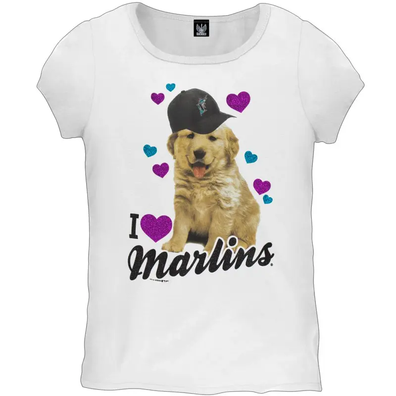Florida Marlins - I Heart Puppy Girls Youth T-Shirt