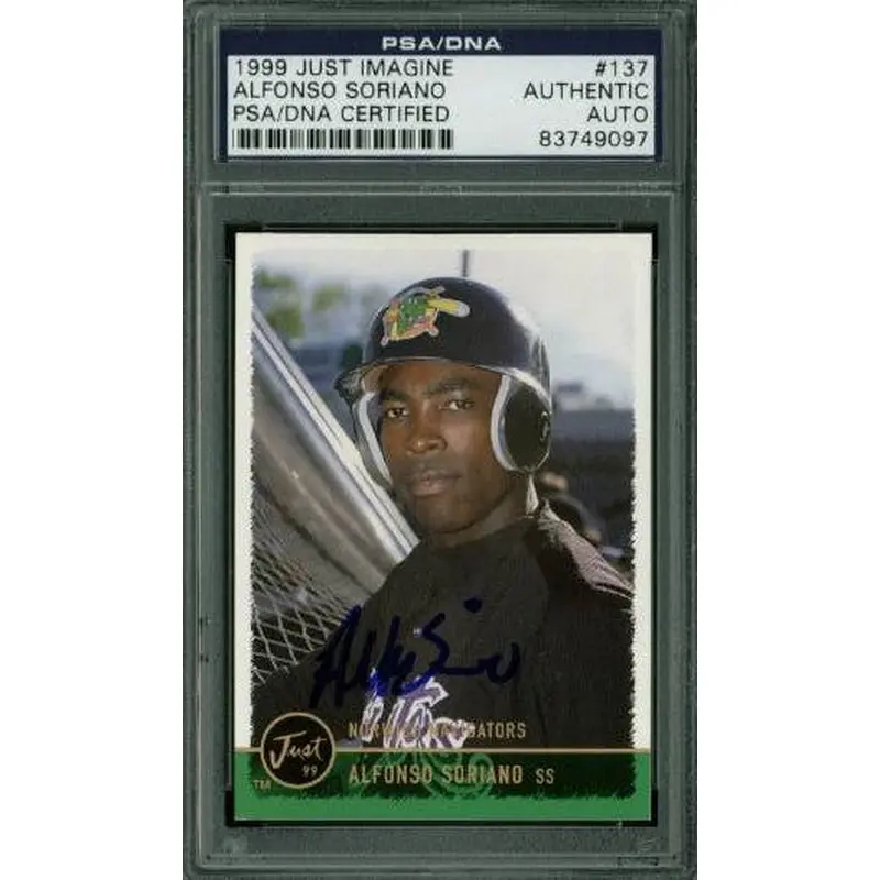 Yankees Alfonso Soriano Signed Card 1999 Just Imagine Rc #137 PSA/DNA Slabbed
