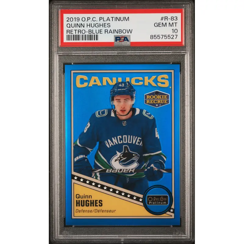 Quinn Hughes 2019 Upper Deck OPC Platinum Retro Blue #40/149 PSA 10 Gem Mint