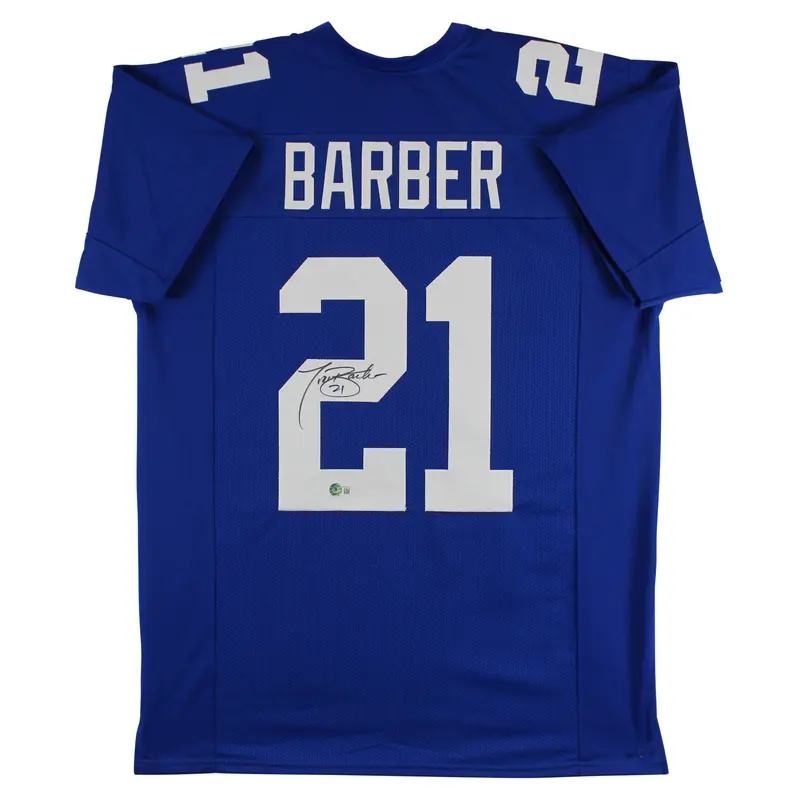 Tiki Barber Authentic Signed Blue Pro Style Jersey Autographed BAS Witnessed