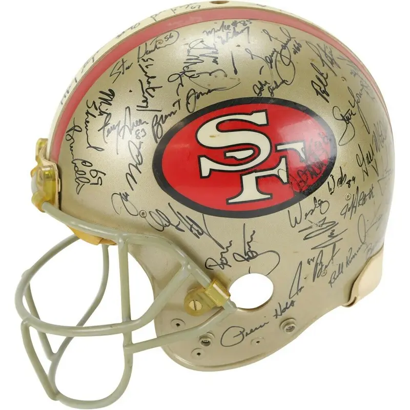 1989 San Francisco 49ers Super Bowl Champs Team Signed Game Helmet Beckett COA