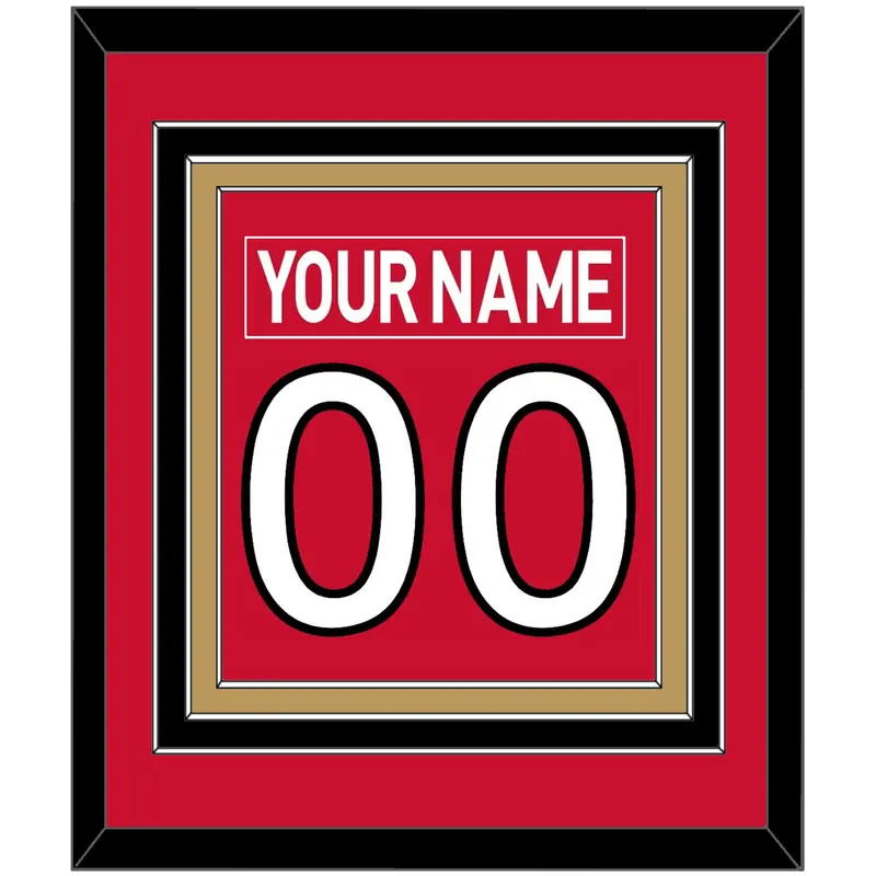 Ottawa Nameplate & Number (Back) Combined - Home Red (2007-2017) - Triple Mat 2