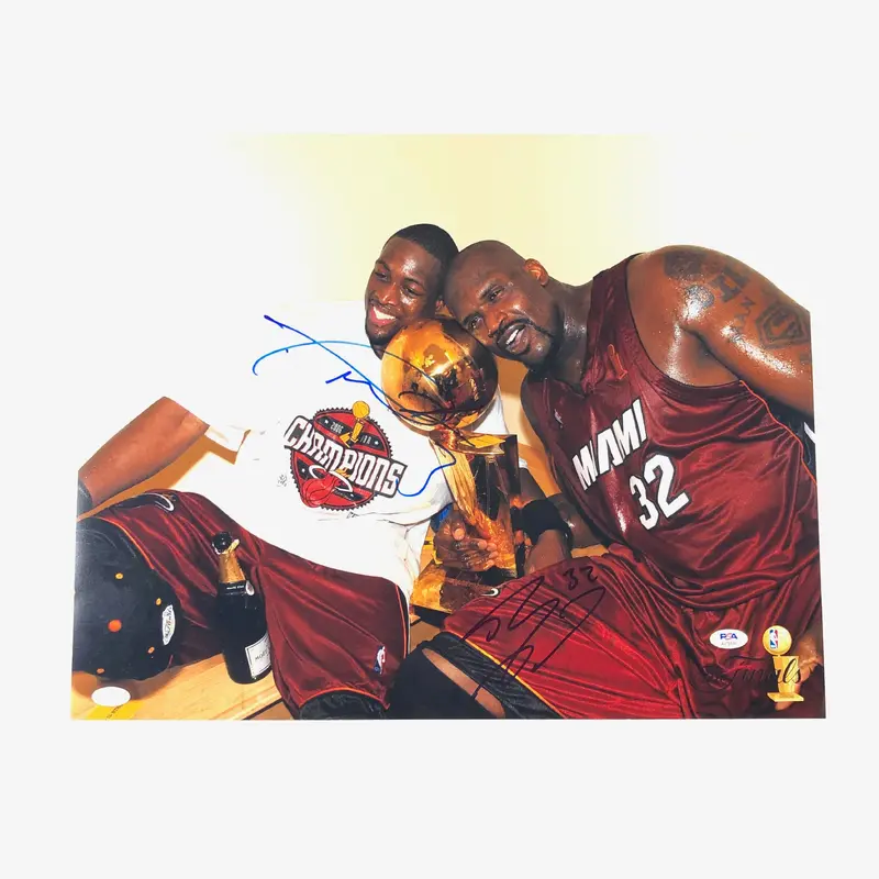 Shaquille O'Neal Dwyane Wade signed 16x20 PSA/DNA Miami Heat Autographed