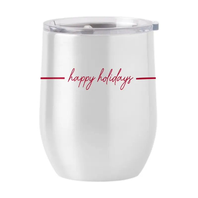 Christmas Ribbon 16oz Stainless Curved Beverage