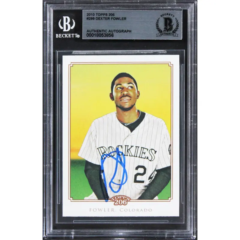 Rockies Dexter Fowler Authentic Signed 2010 Topps 206 #299 Card BAS Slabbed