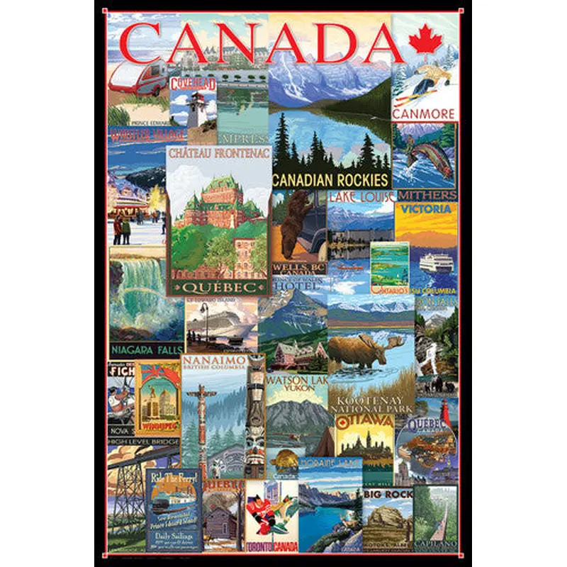 Canada Vintage Travel Posters Collage (31 Reproductions) 24x36 Poster - Eurographics Inc.
