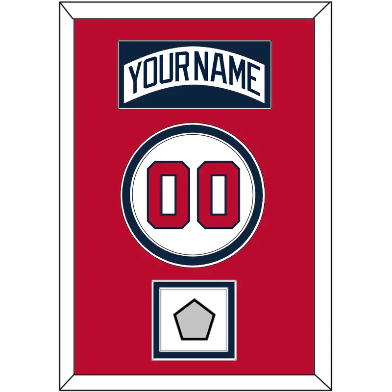 Atlanta Nameplate, Number & World Series Jersey Patch - Home White (1987-2004) - Double Mat 3