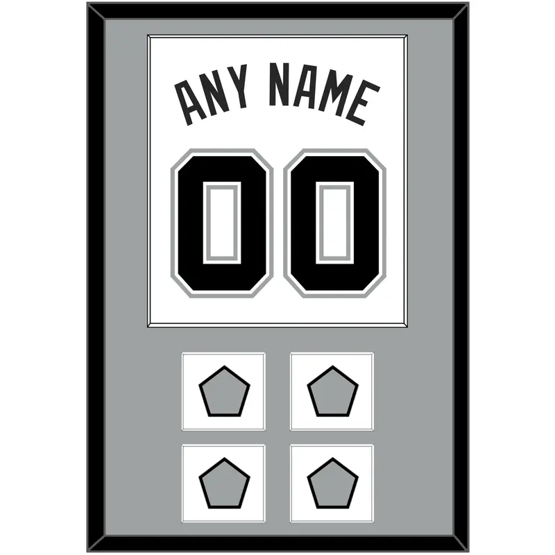 San Antonio Name & Numbers With 4 Finals Patches - Home White (2002-2017) - Single Mat 2