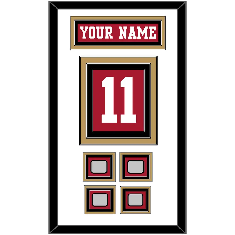 San Francisco Nameplate & Number (Back) With 4 Super Bowl Patches - Home Red - Triple Mat 2