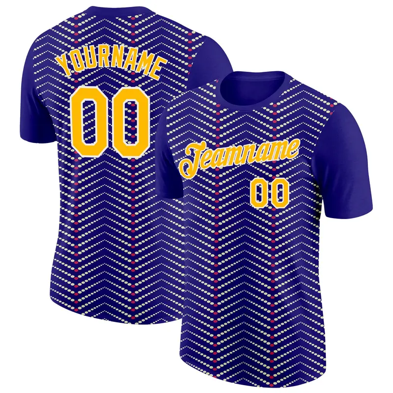 Custom Dark Purple Gold Cream Red-White 3D Esports Performance T-Shirt