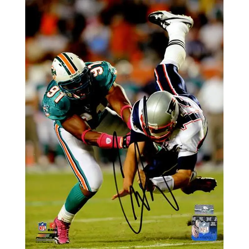 Cameron Wake Autographed Miami Dolphins (Throwing Brady) 8x10 Photo