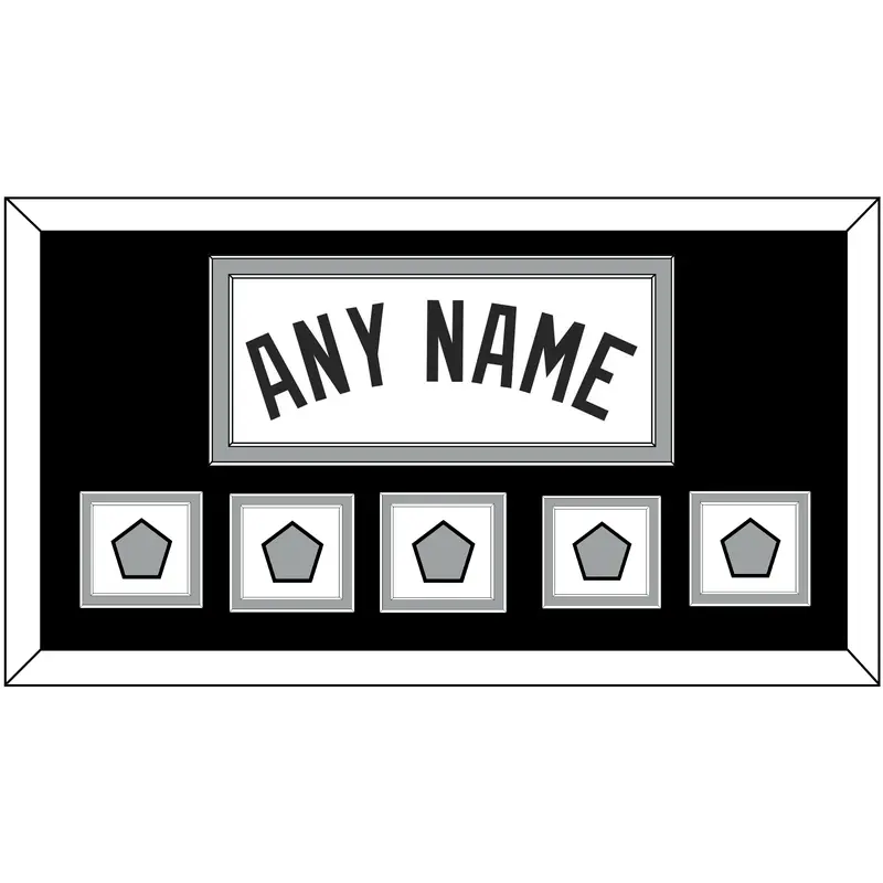 San Antonio Name With 5 Champions Banner Patches - Home White (2002-2017) - Double Mat 2