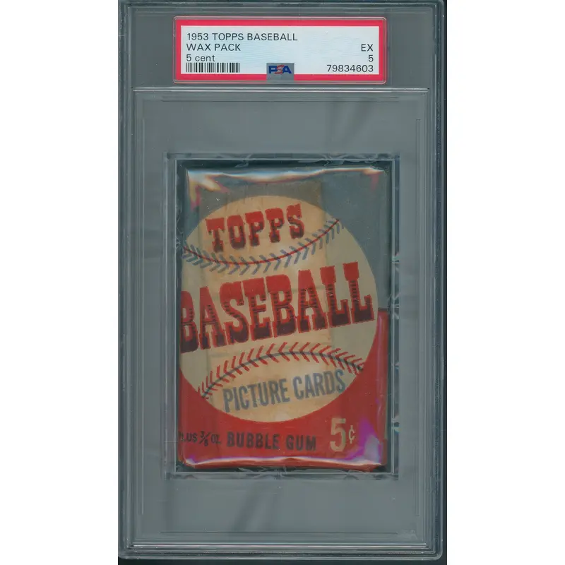 1953 Topps Baseball Unopened 5 Cent Wax Pack PSA 5