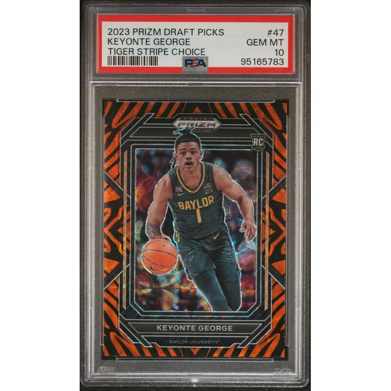 Keyonte George 2023 Panini Prizm Draft Picks #47 Tiger Stripe Choice PSA 10 Gem Mint
