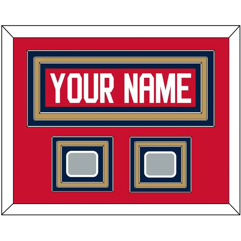 Florida Nameplate & 2 Stanley Cup Finals Patches - Home Red - Triple Mat 3