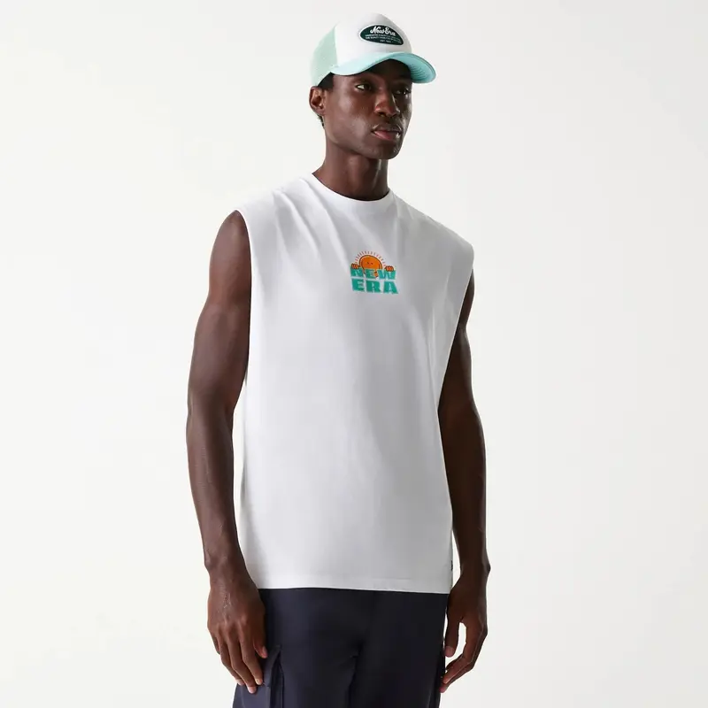 New Era Outdoor Graphic White Sleeveless T-Shirt