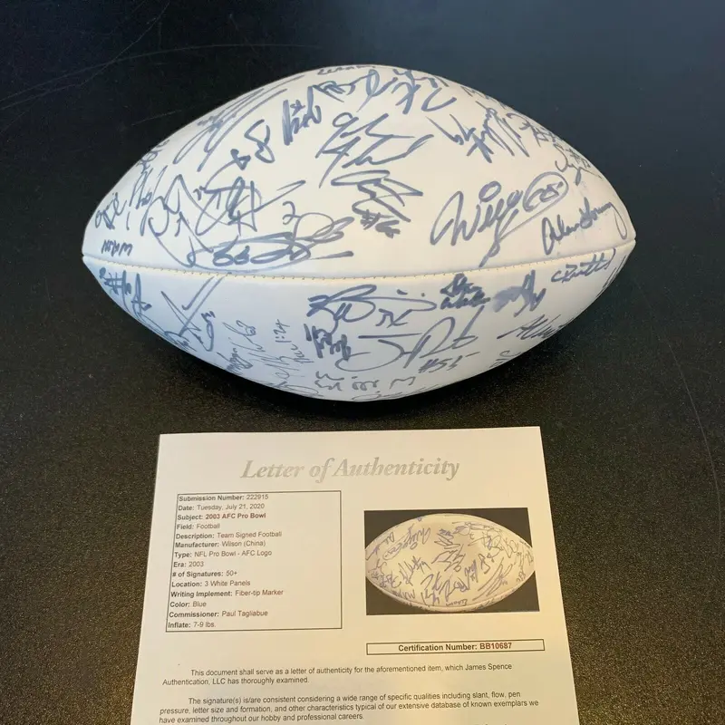 2003 Pro Bowl AFC Team Signed Football 50+ Sigs Peyton Manning With JSA COA