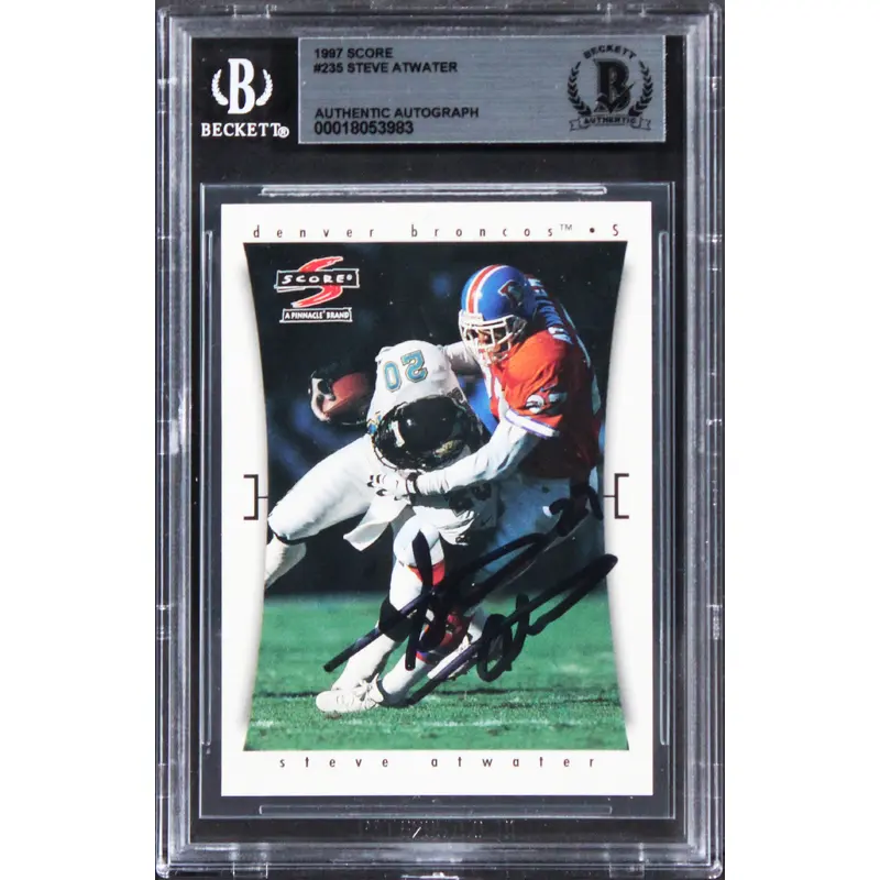 Broncos Steve Atwater Authentic Signed 1997 Score #235 Card BAS Slabbed