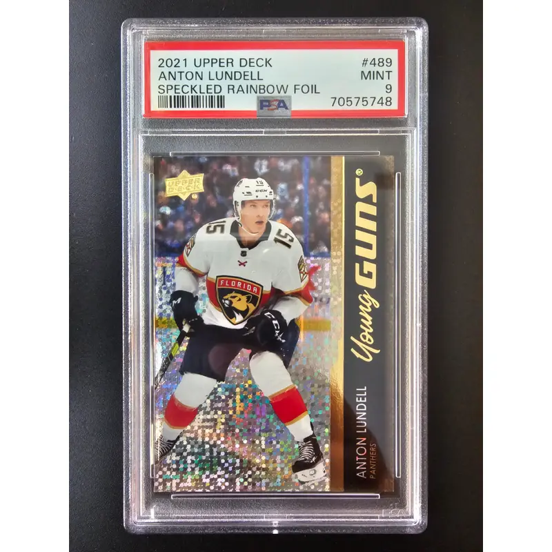 2021-22 Upper Deck - Speckled Rainbow Foil Young Guns - Anton Lundell #489 PSA9 RC