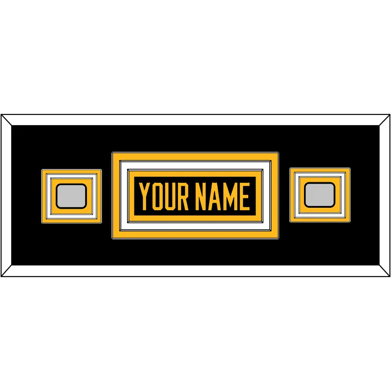 Pittsburgh Nameplate & 2 Stanley Cup Finals Patches - Road Black (1988-1992) - Triple Mat 4