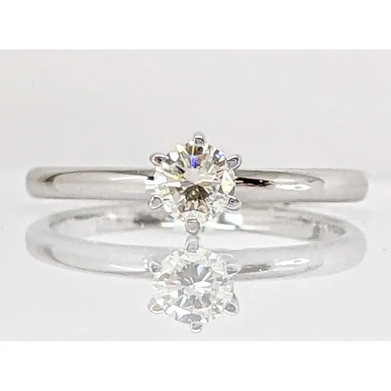 14K WHITE .24 CARAT TOTAL VS2 I DIAMOND ROUND ESTATE SOLITAIRE RING 1.6 GRAMS