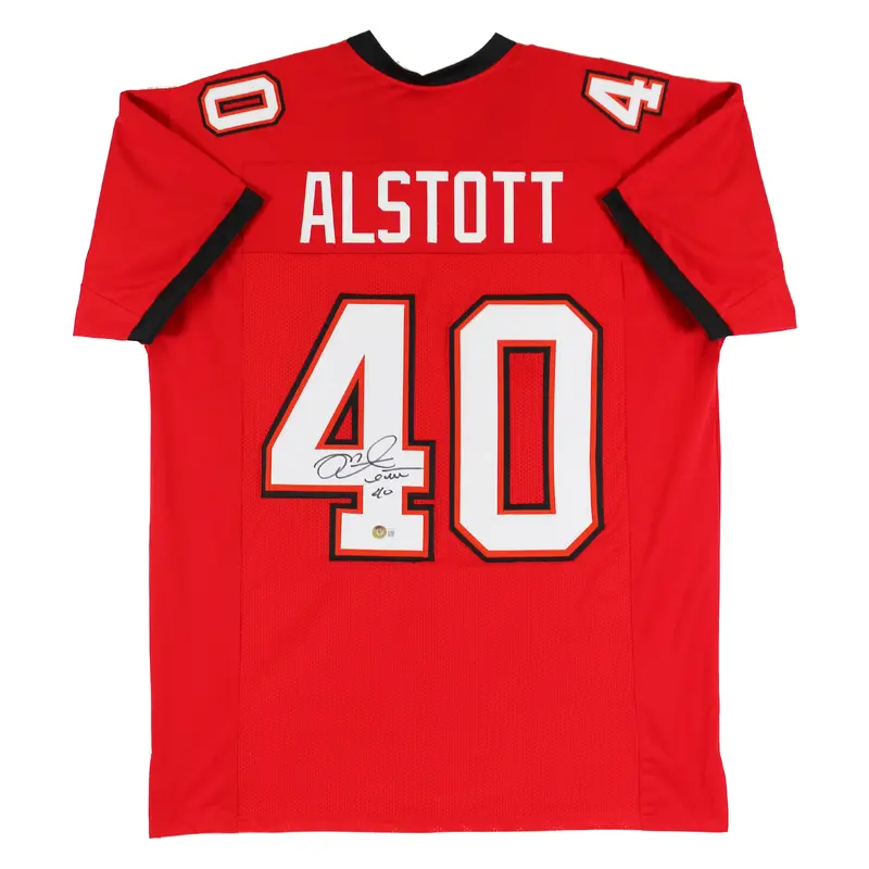 Mike Alstott Authentic Signed Red Pro Style Jersey Autographed BAS Witnessed