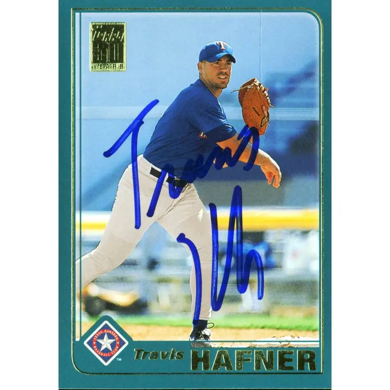 Rangers Travis Hafner Authentic Signed Card 2001 Topps RC #T210 w/ COA