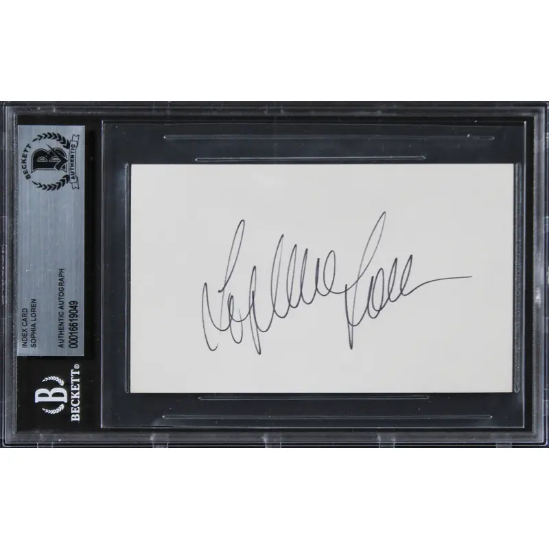 Sophia Loren Two Women Authentic Signed 3x5 Index Card Autographed BAS Slabbed