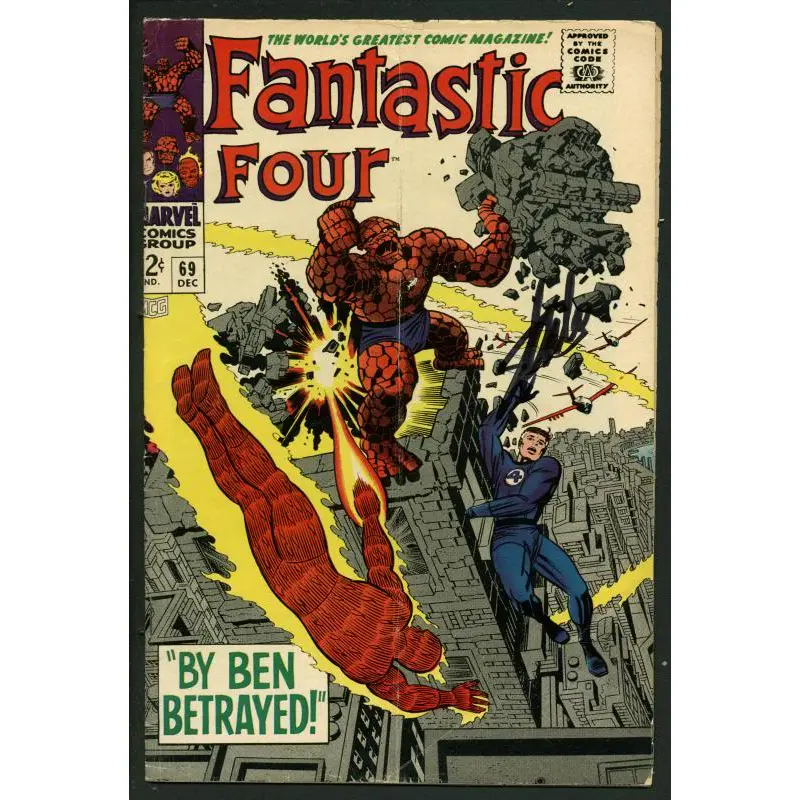 Stan Lee Signed Fantastic Four #69 Comic Book By Ben Betrayed PSA/DNA #W18828