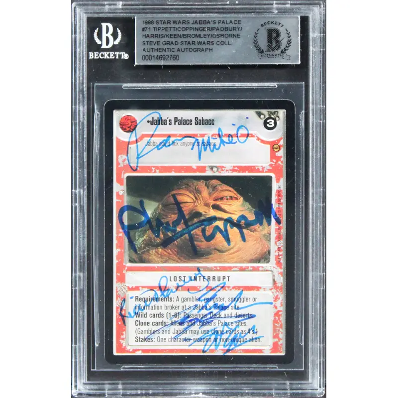 Star Wars (7) Tippett, Harris +5 Signed 1998 Jabba's Palace #71 Card BAS Slabbed