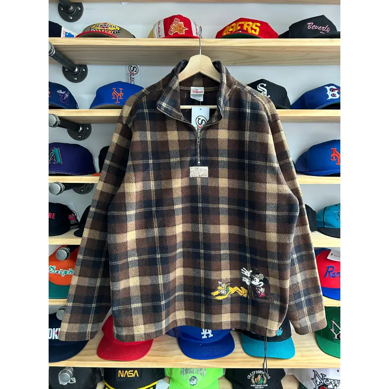 Vintage 90s Disney Outdoors Fleece Plaid Half Zip Sweater Medium / Large