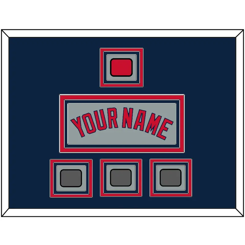Boston Name, Logo Patch & Three World Series Jersey Patches - Road Gray - Triple Mat 3