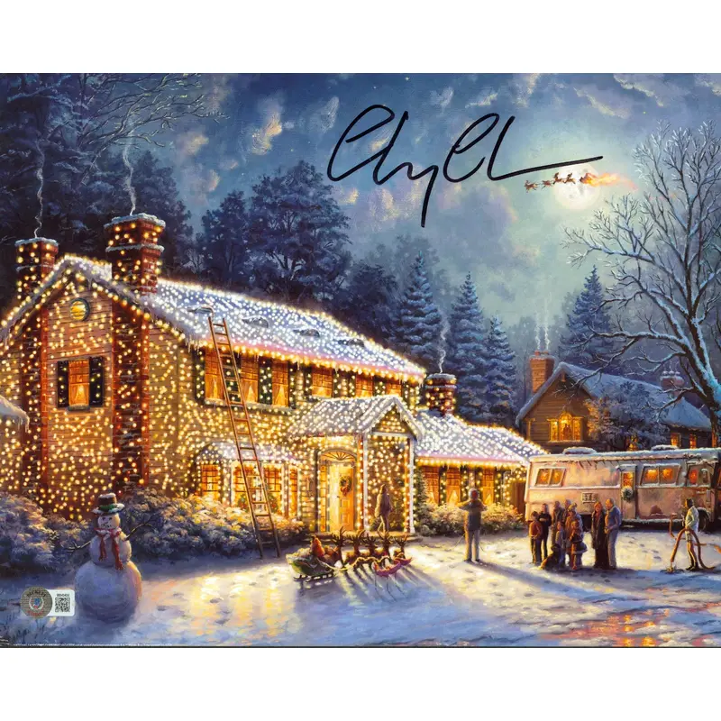 Chevy Chase Christmas Vacation Signed 11x14 Thomas Kincade Photo BAS Witnessed
