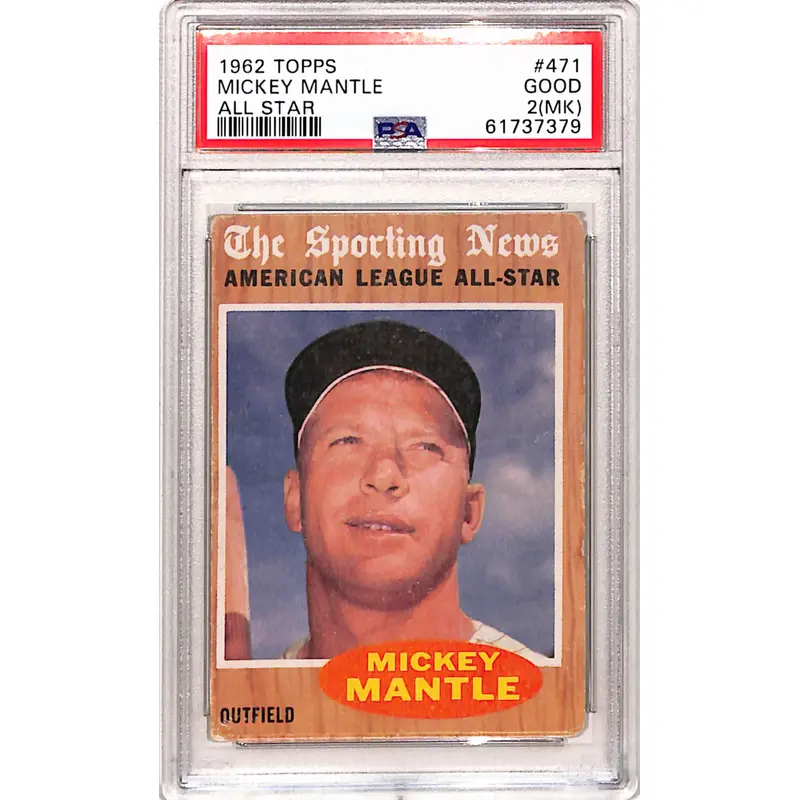Mickey Mantle 1962 Topps All-Star #471 PSA 2 MK Good