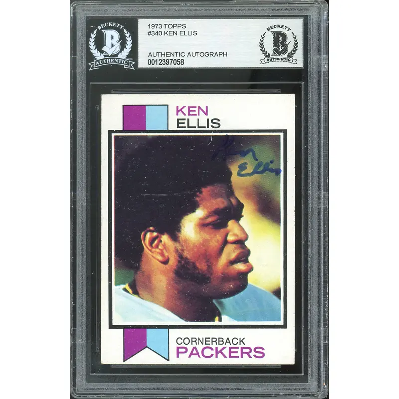 Packers Ken Ellis Authentic Signed 1973 Topps #340 Card BAS Slabbed