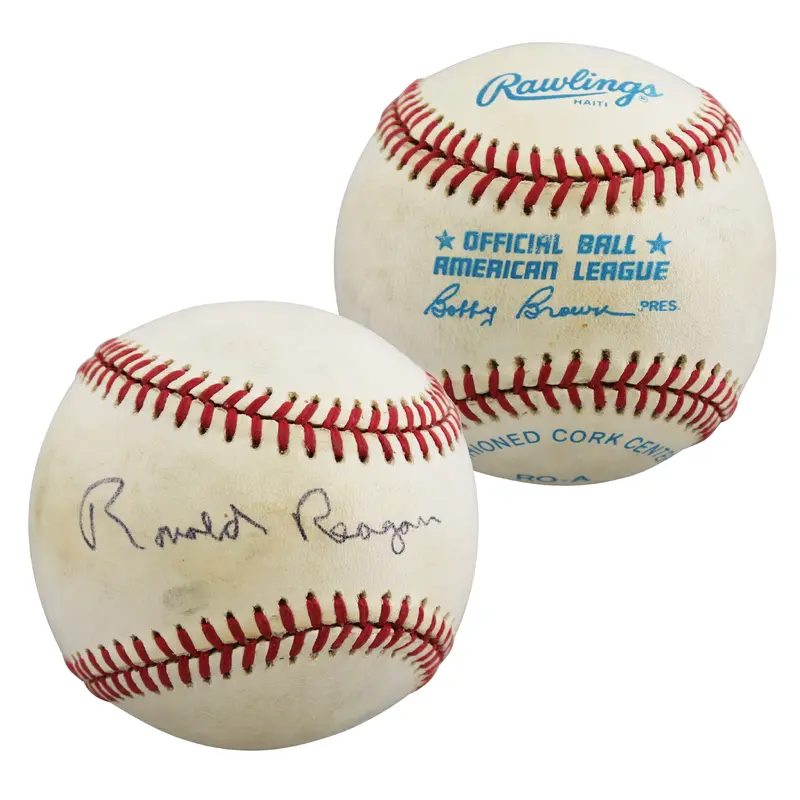 Ronald Reagan Authentic Signed Bobby Brown OAL Baseball Autographed BAS #AE33699