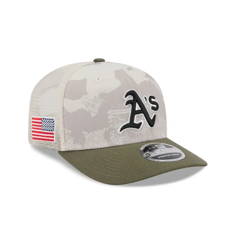 New Era - 9SEVENTY Stretch Fit - Oakland Athletics - Armed Forces (2025) - Stone/Olive