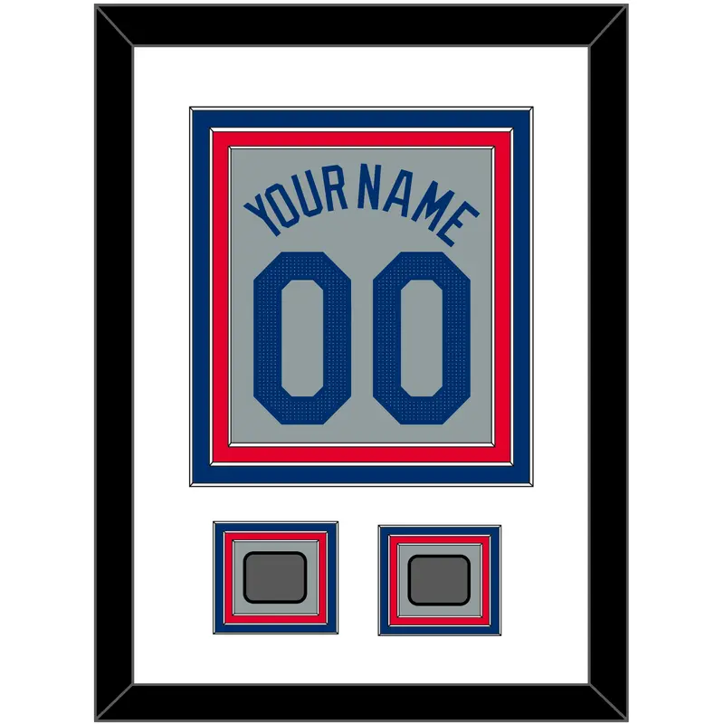 Los Angeles Name, Number & 2 World Series Jersey Patches - Road Gray - Triple Mat 1