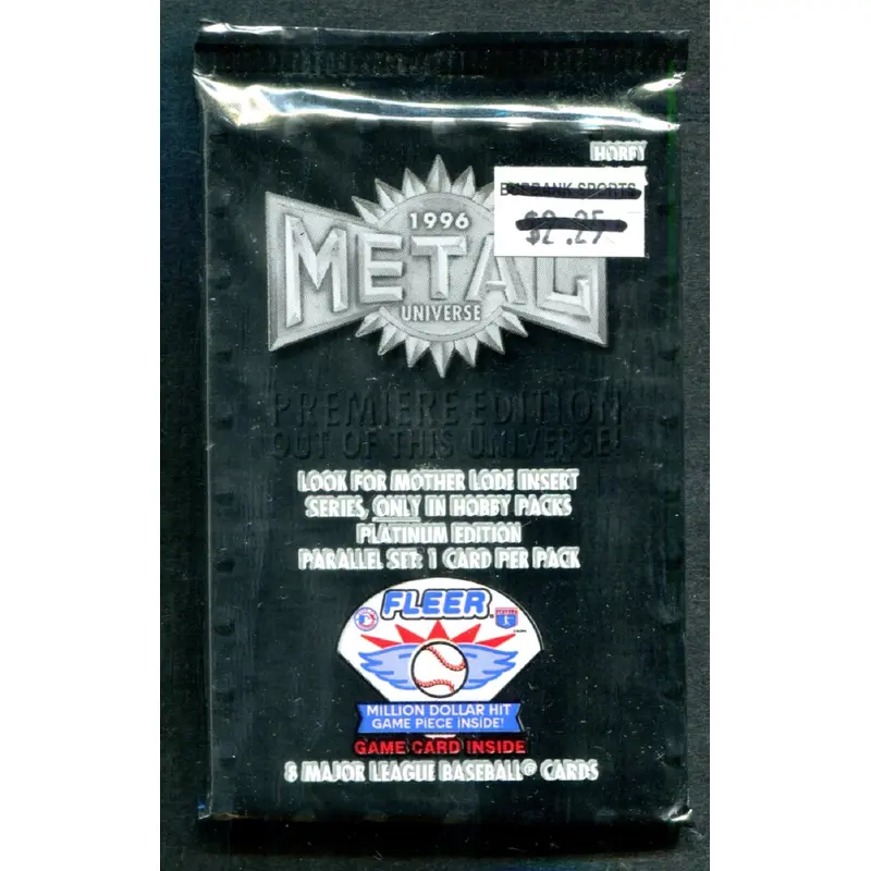 1996 Fleer Metal Universe Baseball Unopened Pack (Hobby) (8) (PS)
