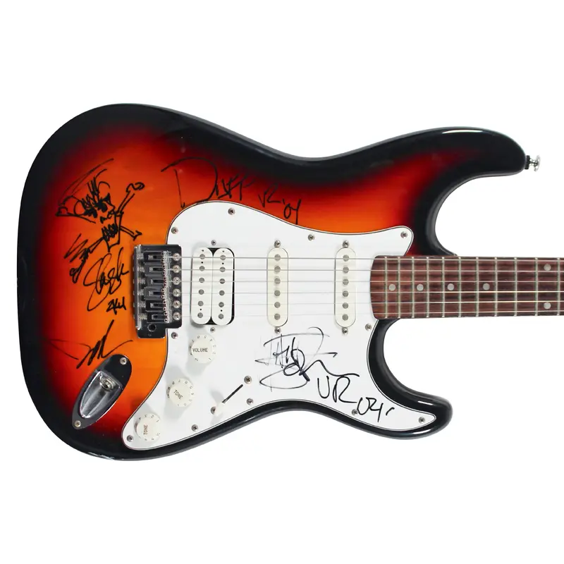 GNR(4) Slash, Sorum, McKagan & Reed Signed Guitar w/ Hand Drawn Sketch PSA