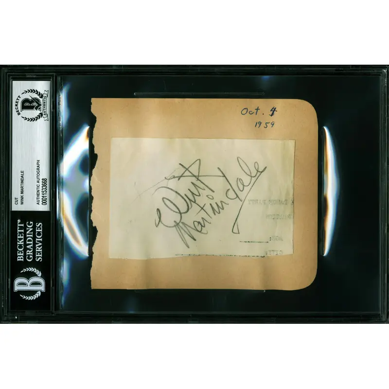 Wink Martindale Tic-Tac-Dough Signed 2.75x4.25 Cut Signature BAS Slabbed
