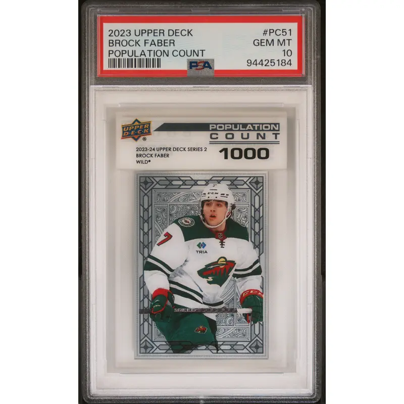 Brock Faber 2023 Upper Deck Population Count 1000 PSA 10 Gem Mint