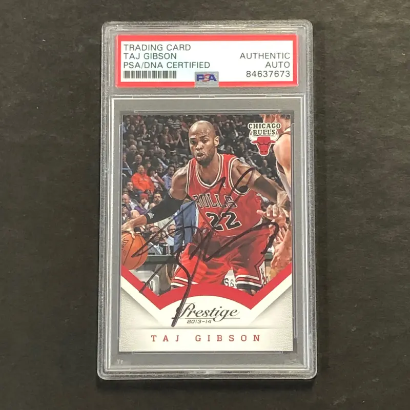 2013-14 Panini Prestige #128 Taj Gibson Signed Card AUTO PSA Slabbed Bulls