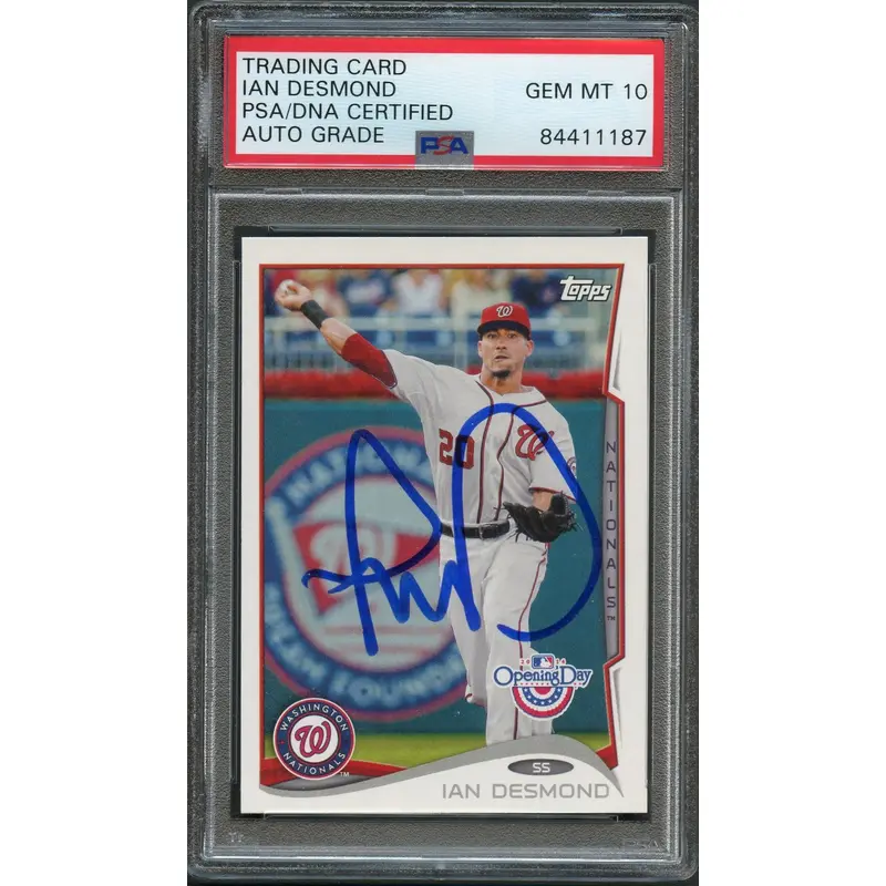 2014 Topps Opening Day #49 Ian Desmond Signed Card PSA Slabbed Auto 10 Nationals