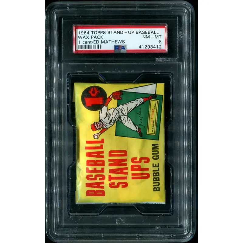 1964 Topps Baseball Stand Up Unopened 1 Cent Wax Pack PSA 8