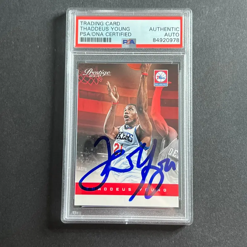 2012-13 Panini Prestige #148 Thaddeus Young Signed Card AUTO PSA Slabbed 76ers