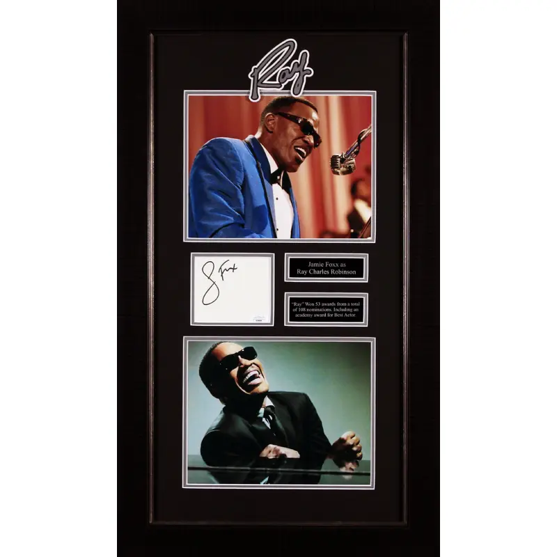 Jamie Foxx Ray Authentic Signed 3x5 Index Card Framed Display JSA #AS54864