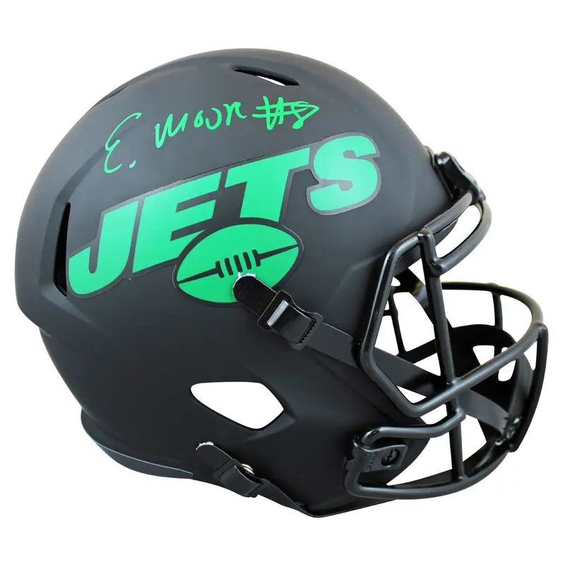 Jets Elijah Moore Signed Eclipse Full Size Speed Rep Helmet BAS Witnessed